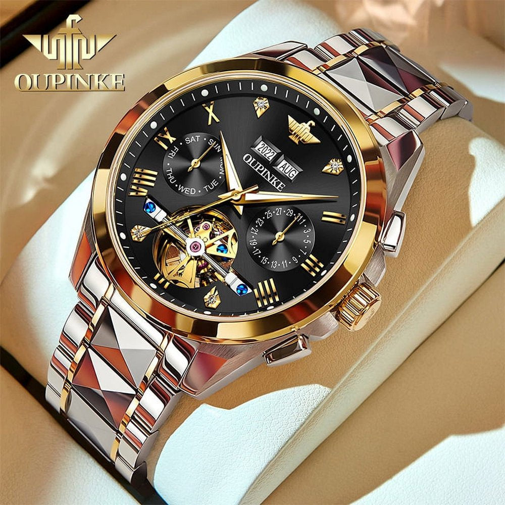 Automatic Watches for Men, Diamond Skeleton Self Winding Luxury